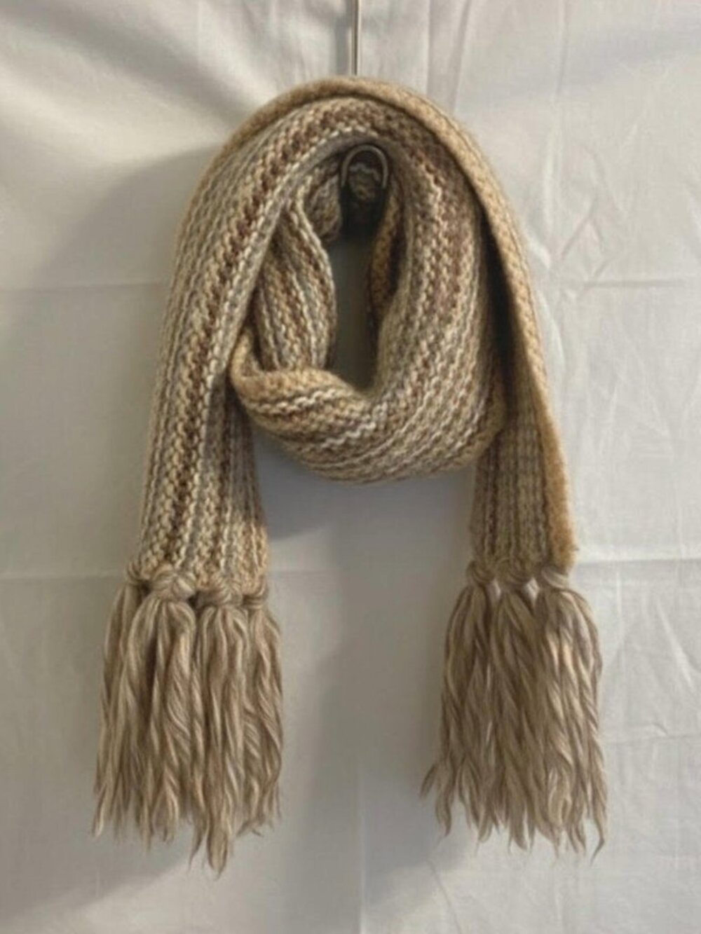 Aris Tan Striped Knit Tassel Scarf Unisex Womens One Size